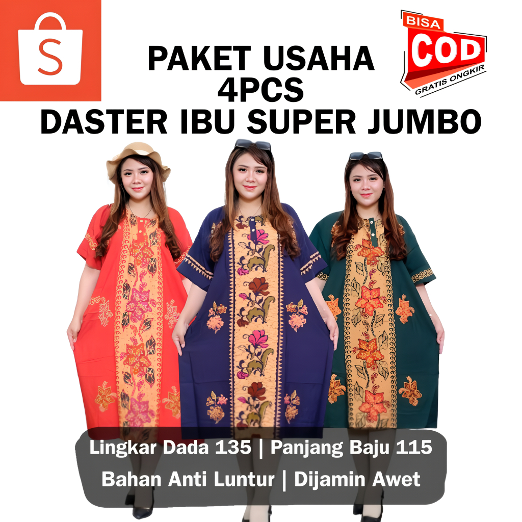 Daster Ibu Pola Jumbo Super Batik Rayon Premium Halus - Baju Tidur Daster - Batik Lokalan