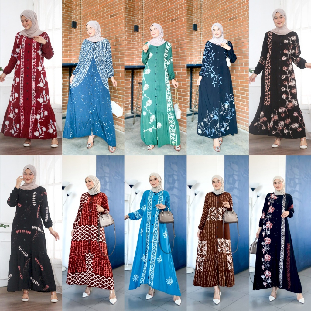 gamis batik malaman rayon super premium twill malaman terbarubaju lebaran 2024 sukaini batik