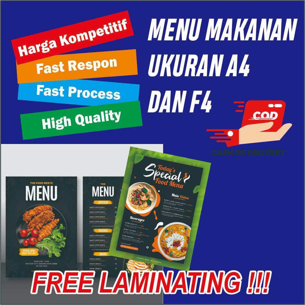 

CETAK DESIGN MENU MAKANAN UKURAN A4 DAN F4 FREE LAMINATING