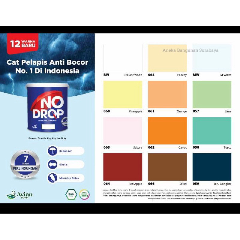 Cat NO DROP 1kg warna baru | pelapis waterproof anti bocor NO DROP new color 1kg