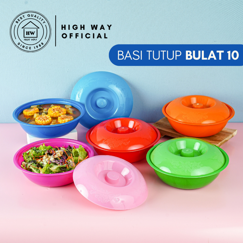 HIGH WAY - Basi Tutup Bulat 10 Wadah Saji Prasmanan Set Besar Mangkok Sayur Tutup Tempat Lauk Aesthe