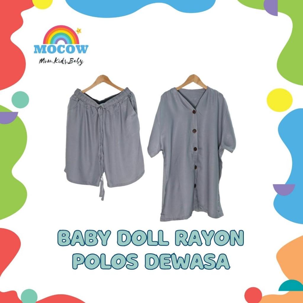 BABY DOLL RAYON PENDEK POLOS DEWASA / PIYAMA SETELAN PENDEK DEWASA