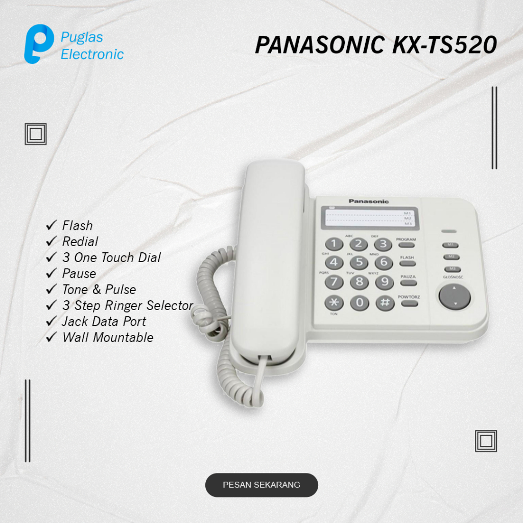 Pesawat Telepon Panasonic KX-TS520 Telepon Rumah Kantor Indihome