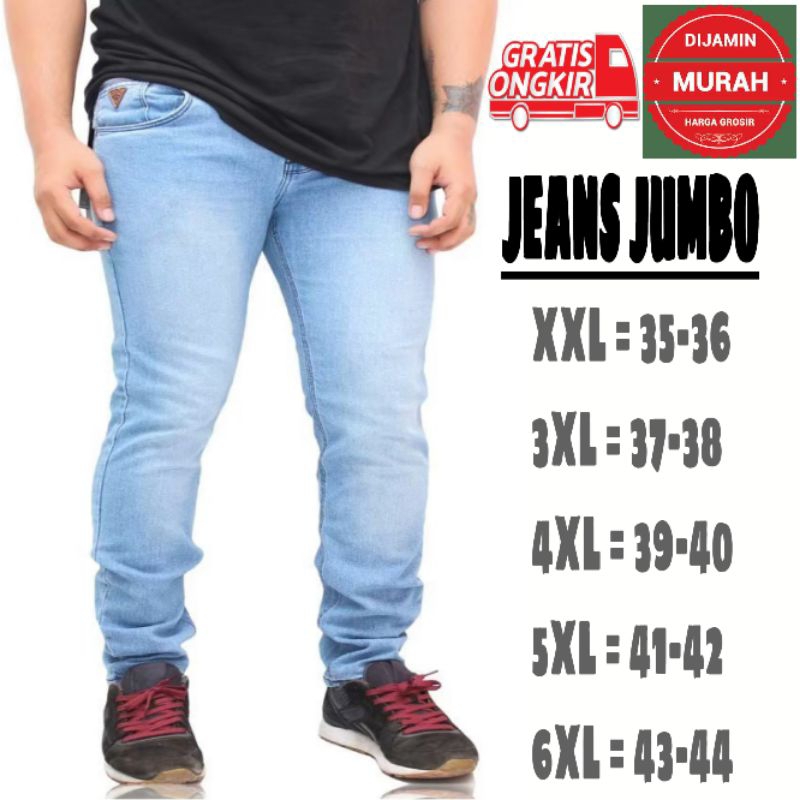 FS - Celana Jeans Panjang Jumbo Pria SlimFit Melar Big Size / Celana Denim Jumbo Pria / Celana Jeans