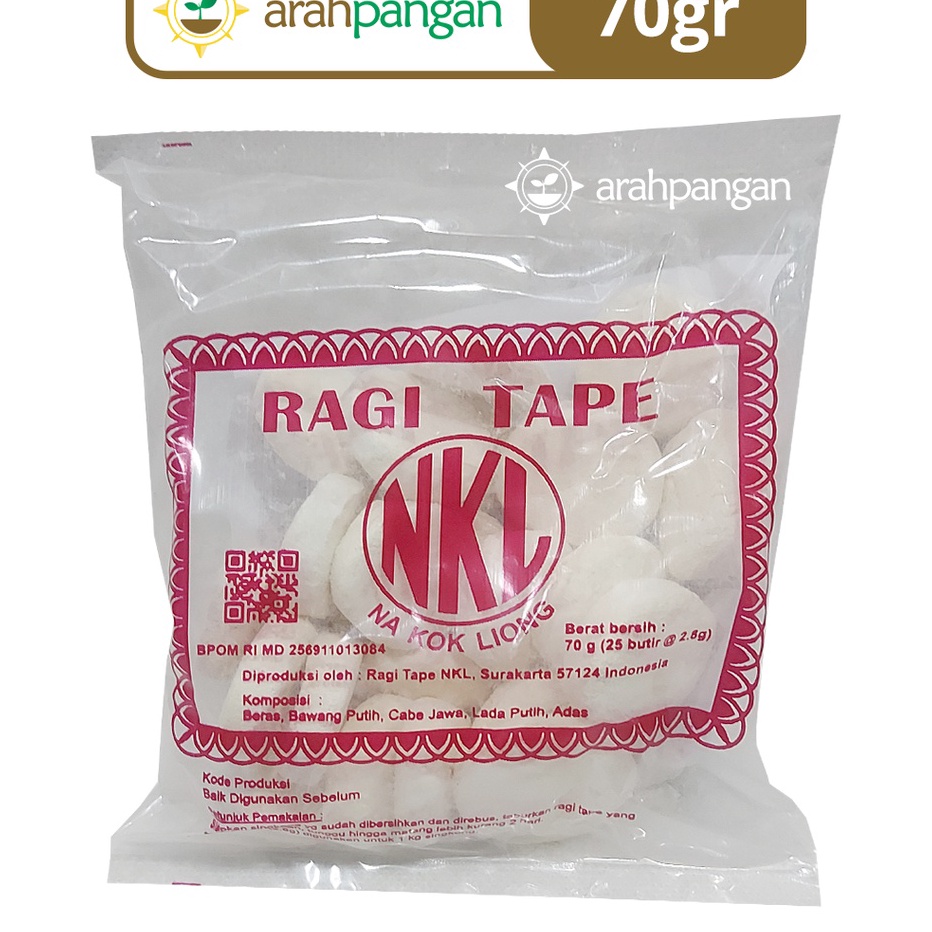 

[KODE KATAI] Ragi Tape NKL 25 Butir 70gr