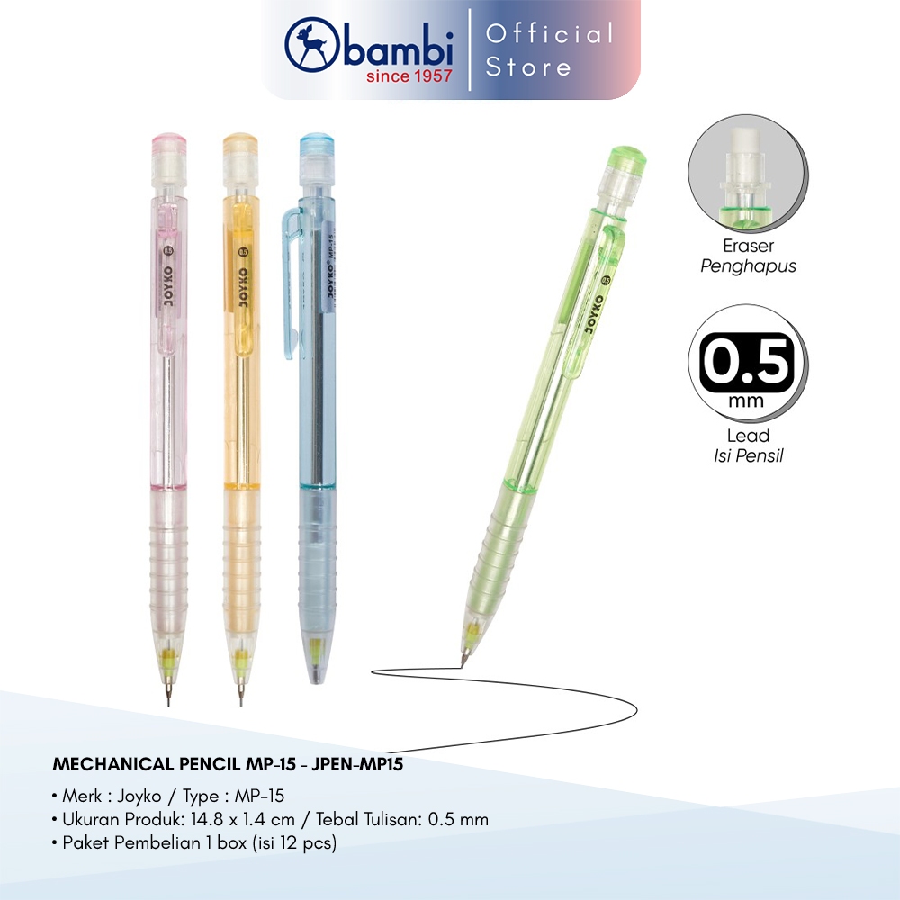 

Bambi x Joyko Pensil Mekanik Edisi Mechanical Pencil Isi 12 pcs Original