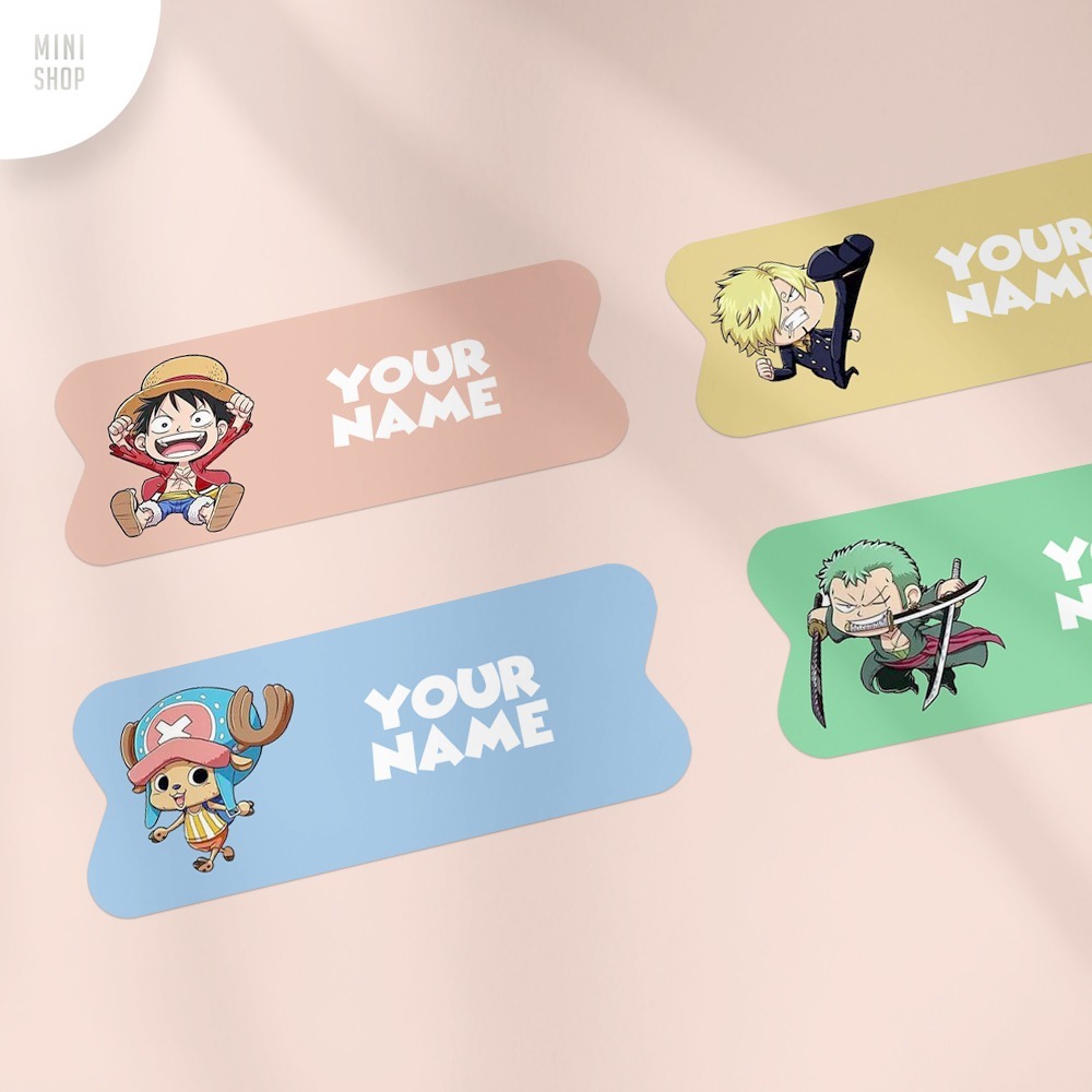 

Stiker Nama Custom Waterproof One Piece ( Luffy Zoro Tony Chopper Sanji )
