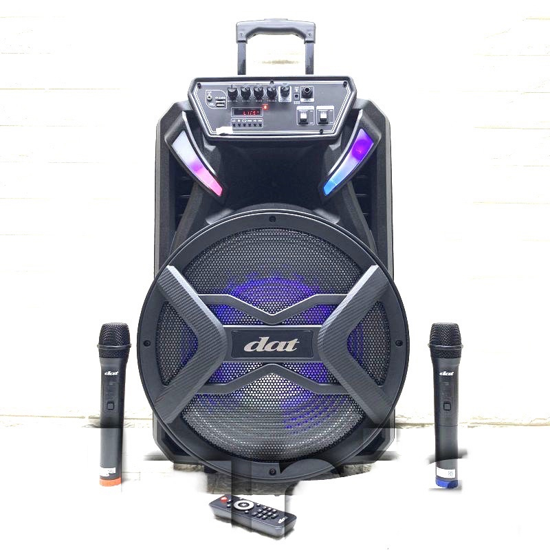 SPEAKER PORTABLE BLUETOOTH DAT DT 1509 x2 15inch 15in AMPLIMEETING SUPER BASS BONUS 2 MIC WIRELESS