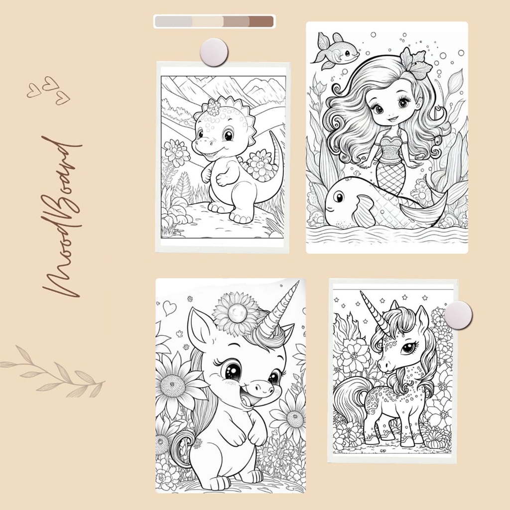 

Kertas Mewarnai A4 100 Gsm Desain lucu dan menarik Unicorn Mermaid Dinosaurus