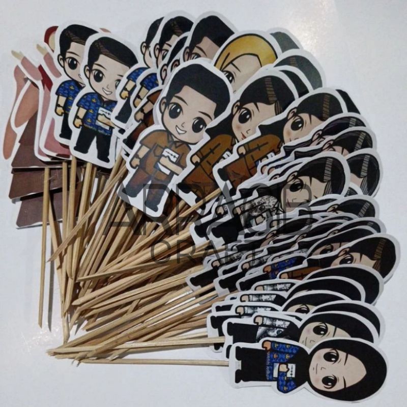 TOPPER GURU  Topper Buket Guru kartun guru animasi guru  (READY)
