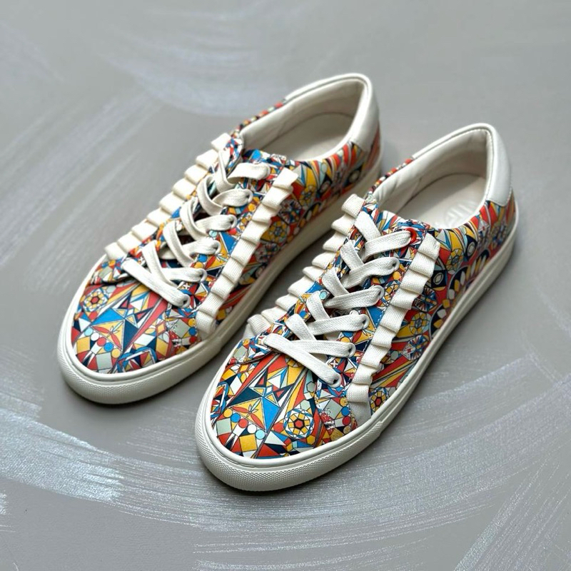 Original Tory Burch Ruffle Sneakers Printed Calf Leather