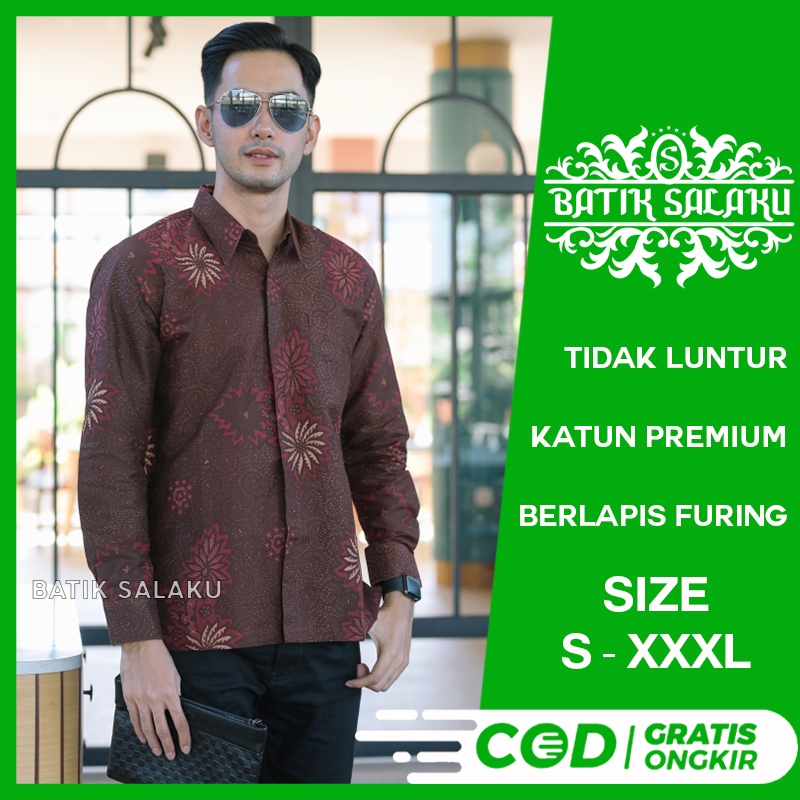 Kemeja Batik Pria Lengan Panjang 02 Baju BATIK SALAKU Premium Cocok Untuk Pesta Kantor Kondangan Lam
