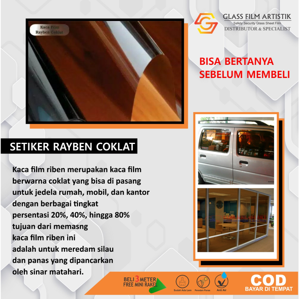 KACA FILM COKLAT / RIBEN COKLAT / SETIKER RIBEN COKLAT