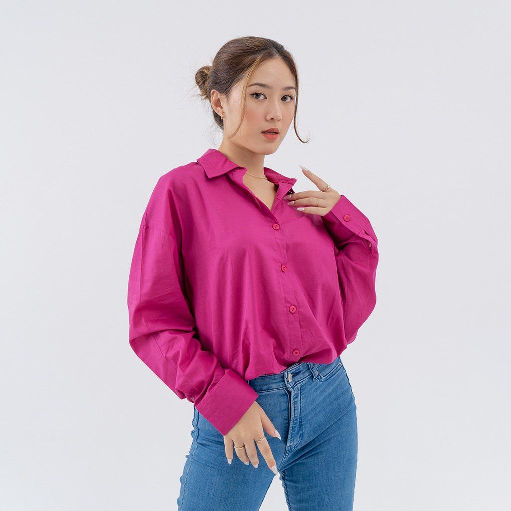 Silves Store Kemeja Olivia Oversize Wanita Polos Korea Style Atasan Wanita oversize linen