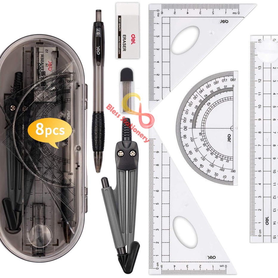 

✷Terlaris Jangka penggaris busur sekolah DELIpass Drafting Set Square Ruler E80 ➵