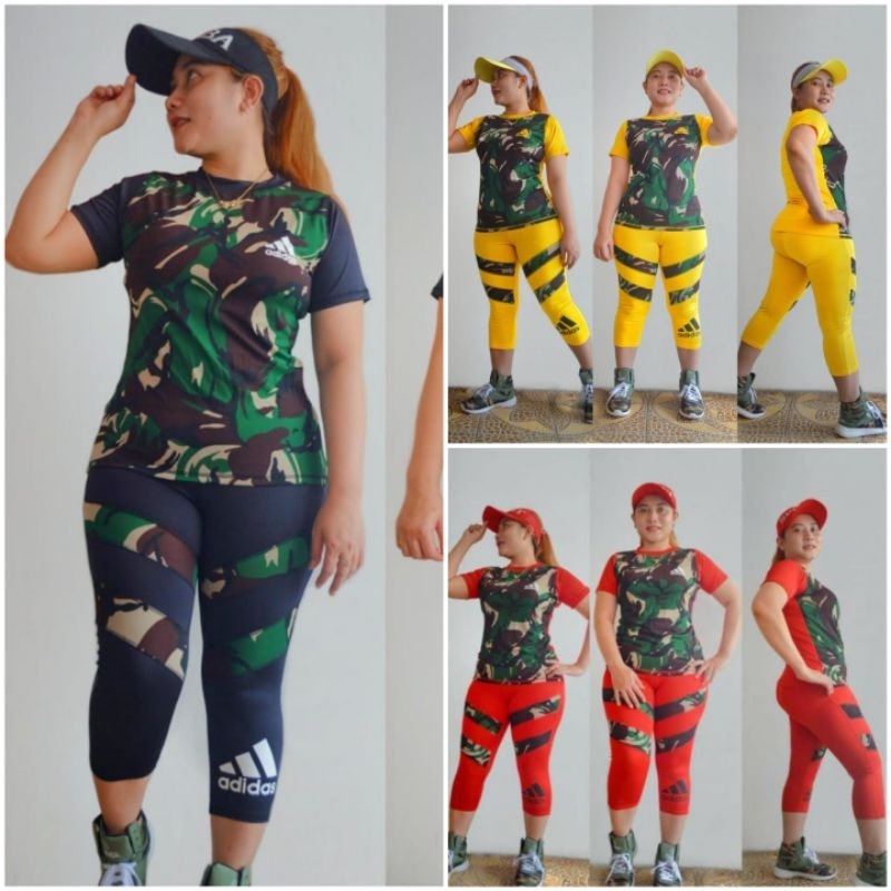 Setelan senam Adidas Army / Set pakaian olahraga wanita