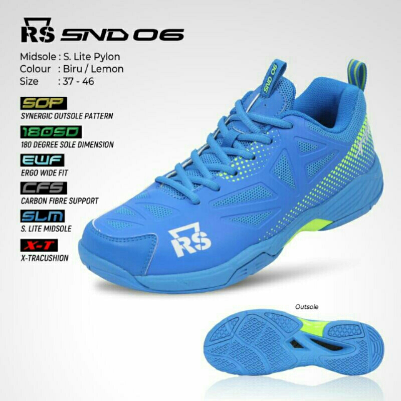 Sepatu Badminton Bulutangkis RS Snd 06 Dijamin Original Official Reinforce Speed