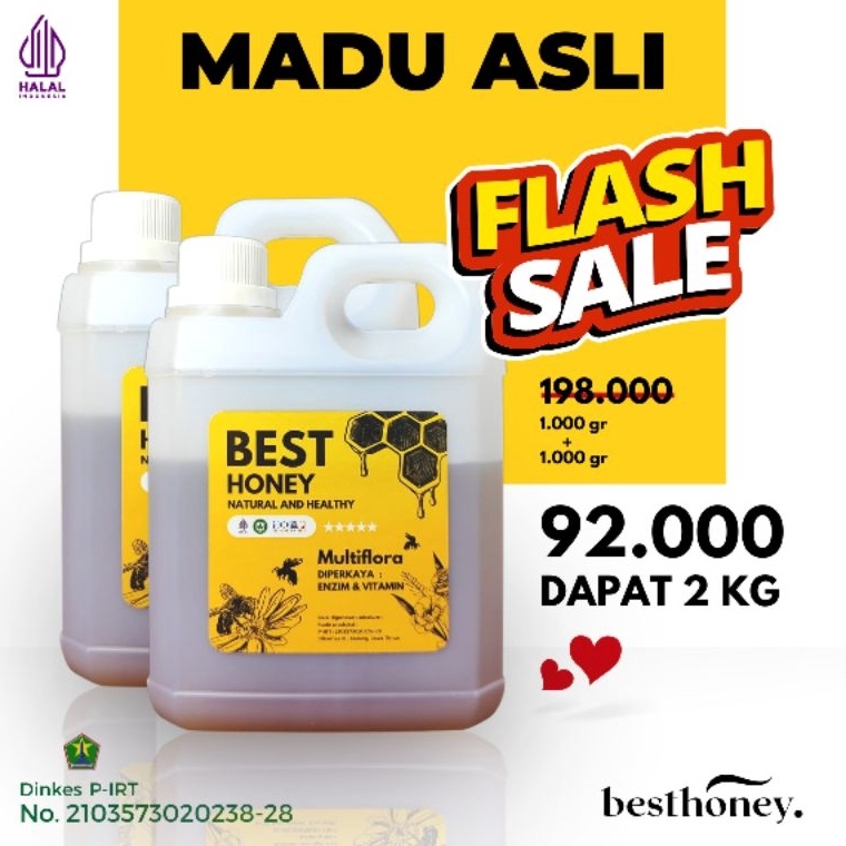 

L@@ri3 Best Honey - Madu Asli Paket Bundling Madu Multiflora Original 1kg (2pcs) Harga mantul