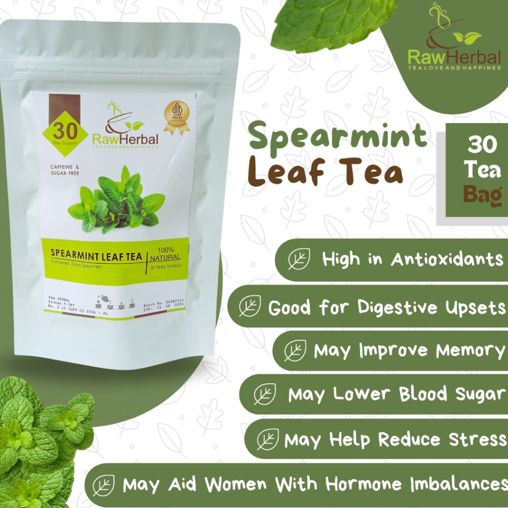 

9CEN8 Spearmint Leaf Tea : Teh Daun Spearmint Isi 30 Tea Bag 9ehby