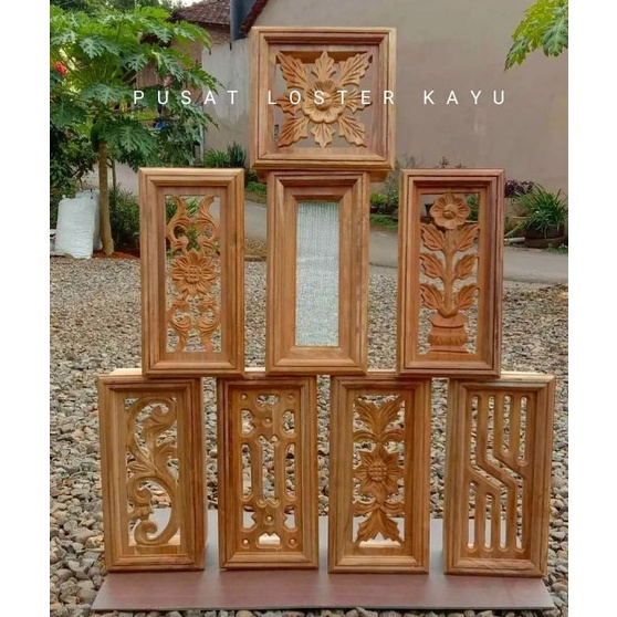 [KODE 6BVCM] LOSTER KAYU JATI motif ukiran dan minimalis ukuran 33x16 cm