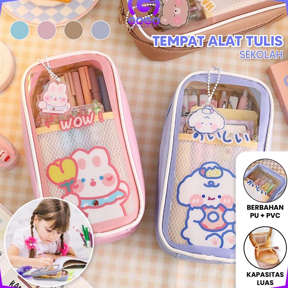 

[KODE K0AQF] GOGO-A61 Tempat Pensil Anak Transparan Motif Kartun Pencil Case Multifungsi Ala Korea Pouch Serbaguna / Tempat Alat Tulis Tempat Pulpen Perlengkapan Sekolah