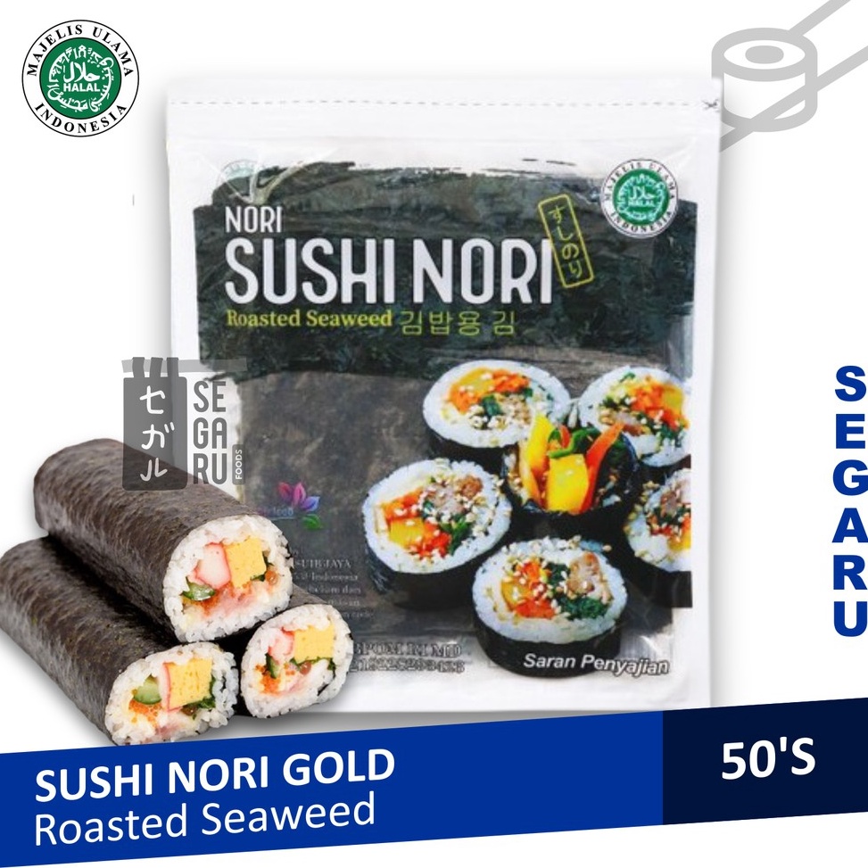 

AGC Sushi Nori Sheet Gold 50 Lembar | Sushi Roasted Rumput Laut Halal MUI 86