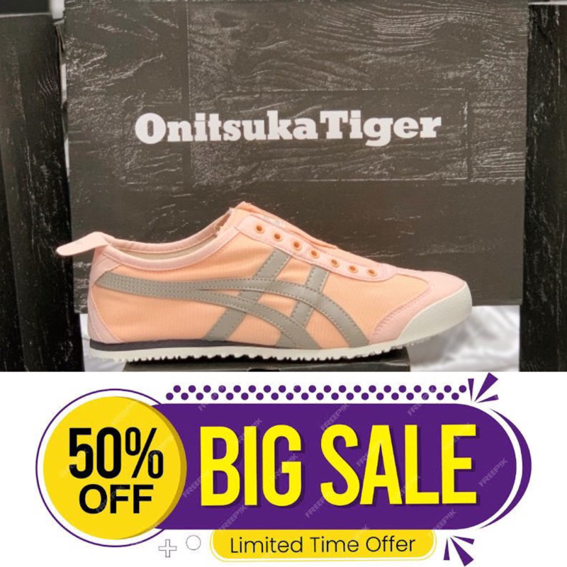 Sepatu Wanita Onitsuka Tiger mexico 66 Slip on Pink Grey