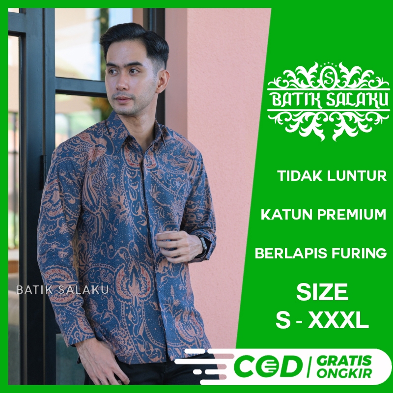 Kemeja Batik Pria Lengan Panjang 11 Baju BATIK SALAKU Premium Cocok Untuk Pesta Kantor Kondangan Lam