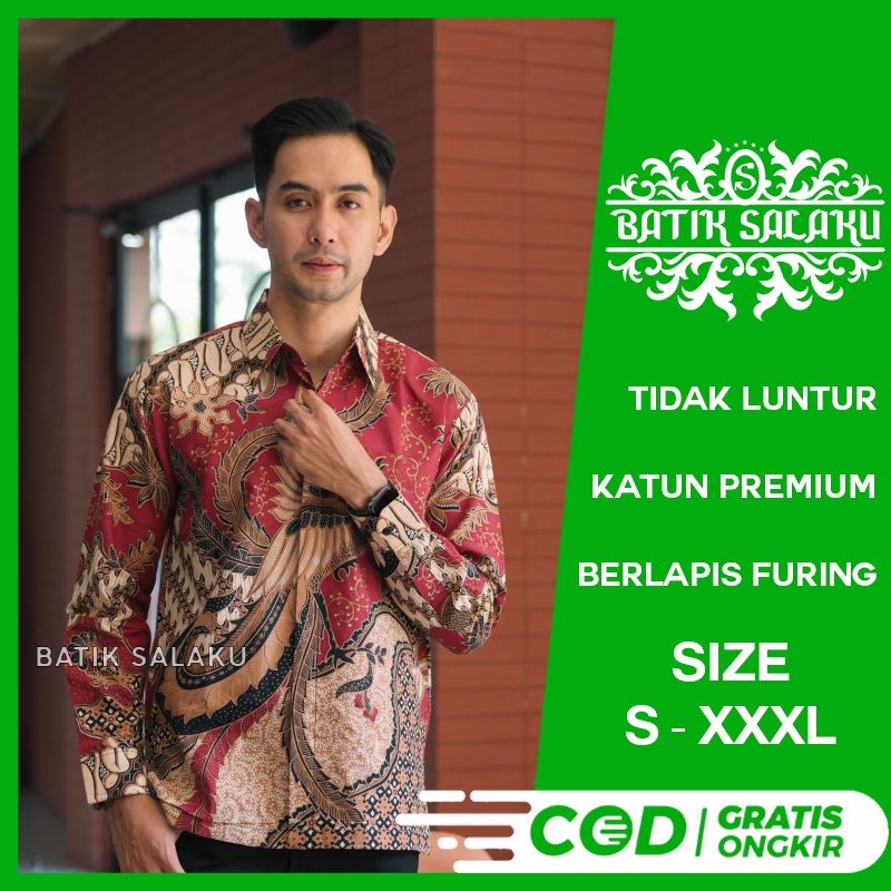 Kemeja Batik Pria Lengan Panjang 13 Baju BATIK SALAKU Premium Cocok Untuk Pesta Kantor Kondangan Lam