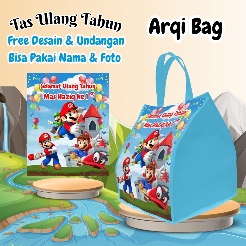 

50 Tas Free Undangan Ulang Tahun Anak Bisa Custom Goodiebag Murah Muat Box Bento