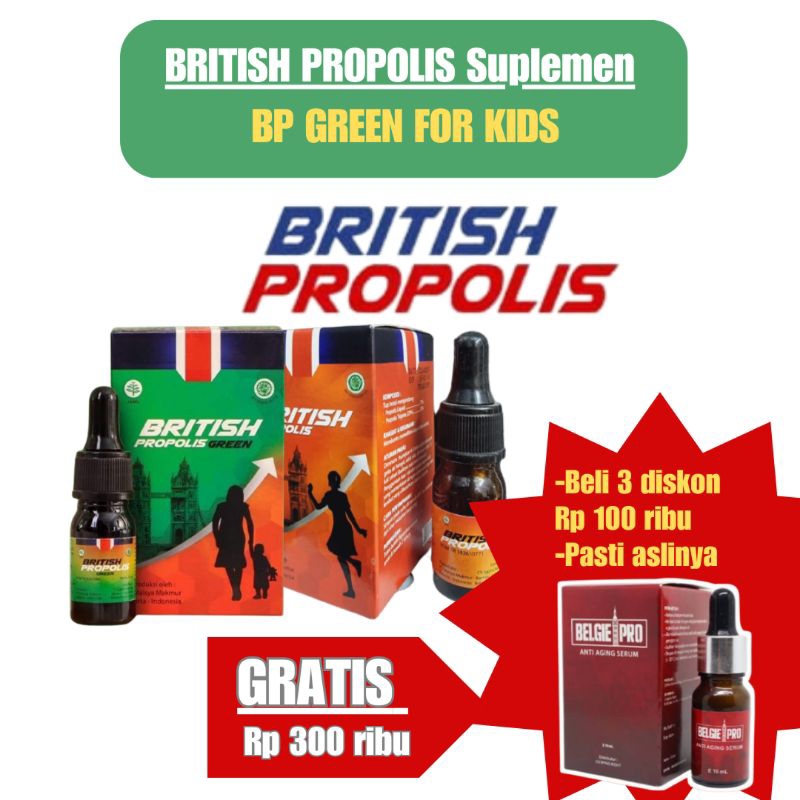 PAKET 3 BOTOL BRITISH PROPOLIS GREEN GRATIS SERUM