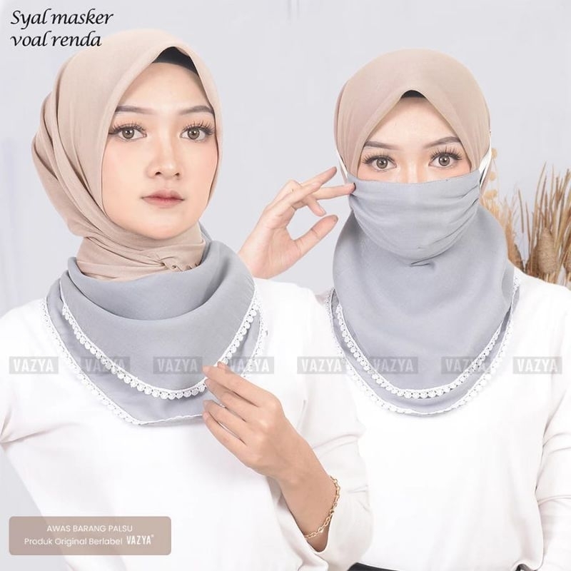 Syal Masker Voal Renda Anti Uv Waterproof Syal Masker 2in1 Renda