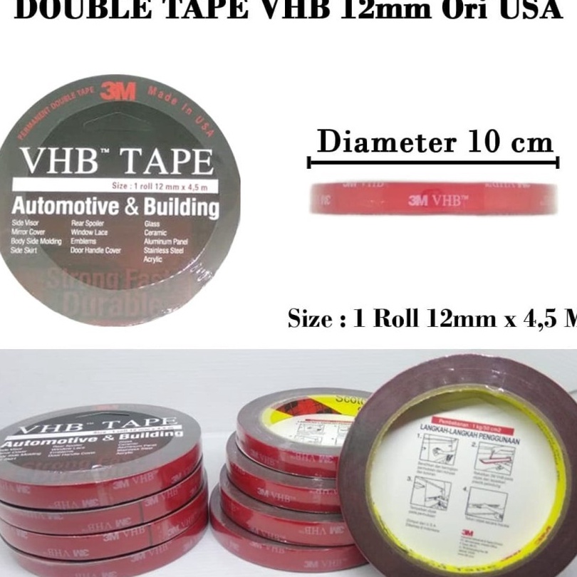 

Terlaku.✲ 3M VHB Double Tape Doubletape 12MM Ori USA 4900 CAD Q45 ✤