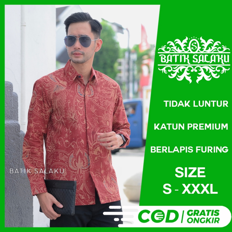 Kemeja Batik Pria Lengan Panjang 27 Baju BATIK SALAKU Premium Cocok Untuk Pesta Kantor Kondangan Lam