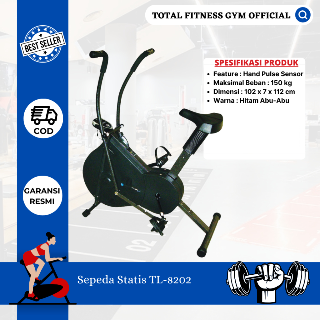 Sepeda Statis TL 8202 Sepeda Wind Cycle Total Fitness, sepeda olahraga fitnes tl-8202, alat olahraga