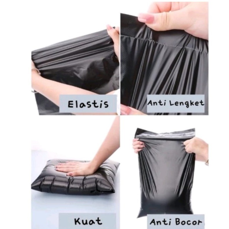 

Plastik Packing Polymailer Warna Hitam 20x16 isi 100 pcs Tebal MURAH