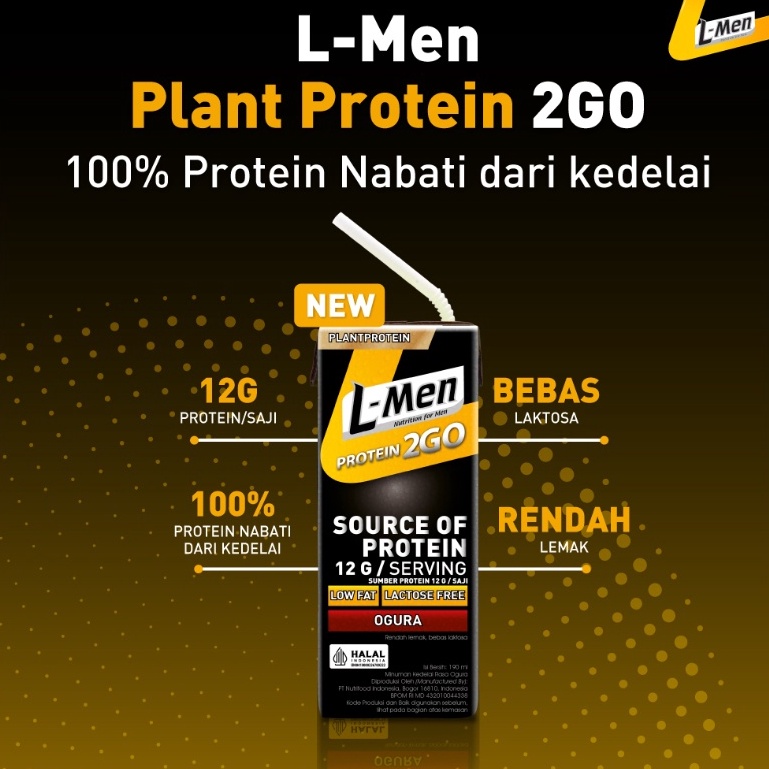 

[✦Y33/] L Men UHT RTD Plant Protein 2 GO Ogura 190ml 12gr Protein Serving Suplemen Tinggi Protein Nabati Siap Minum Eleoen