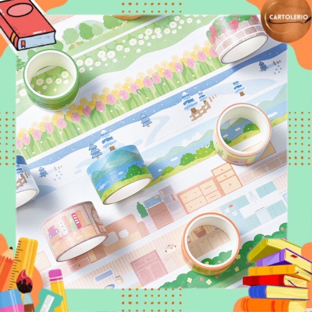 

4Pcs / Washi Tape DIY Motif Pemandangan AT0119
