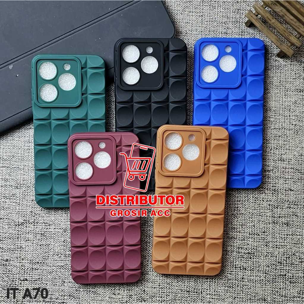 ITEL A70 CASE MACARON 3D CUBIC CASE FINGER SOFT CASE ITEL A70