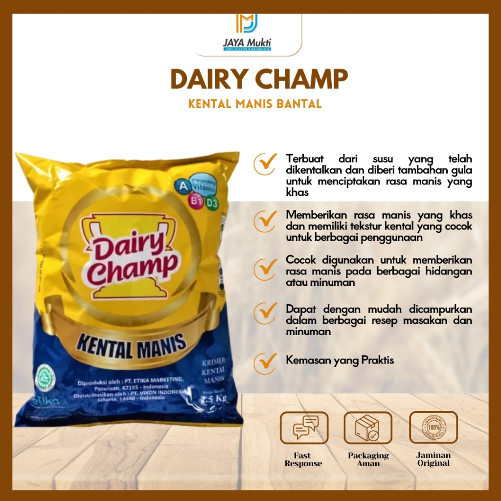 

Dairy Champ Susu Kental Manis Bantal 2,5 kg Kemasan Ekonomis