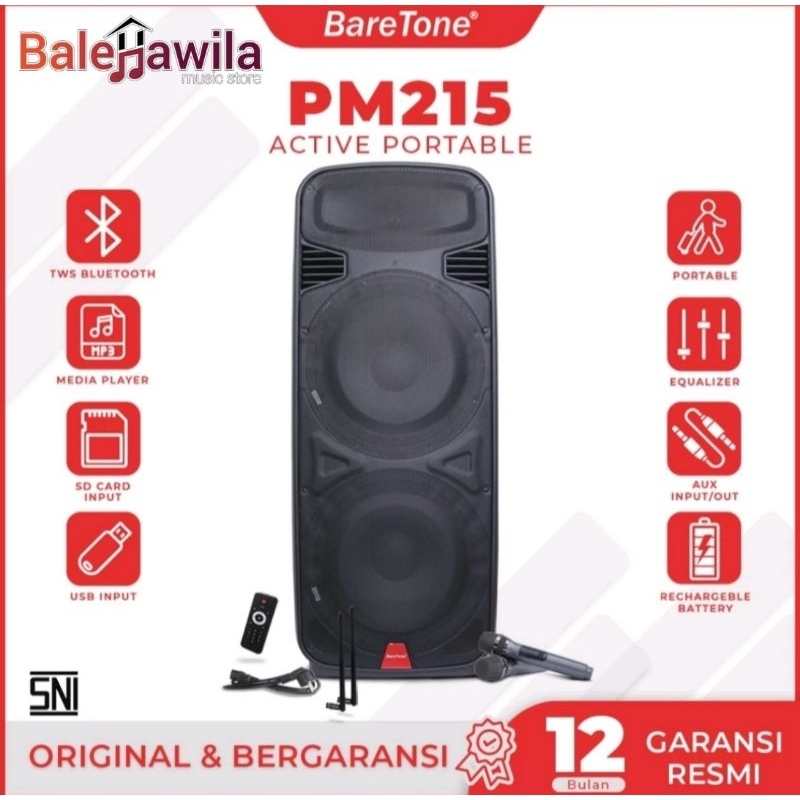 Baretone Speaker Portable Baretone PM215 Double 15 Inch 2way 1000watt ORIGINAL