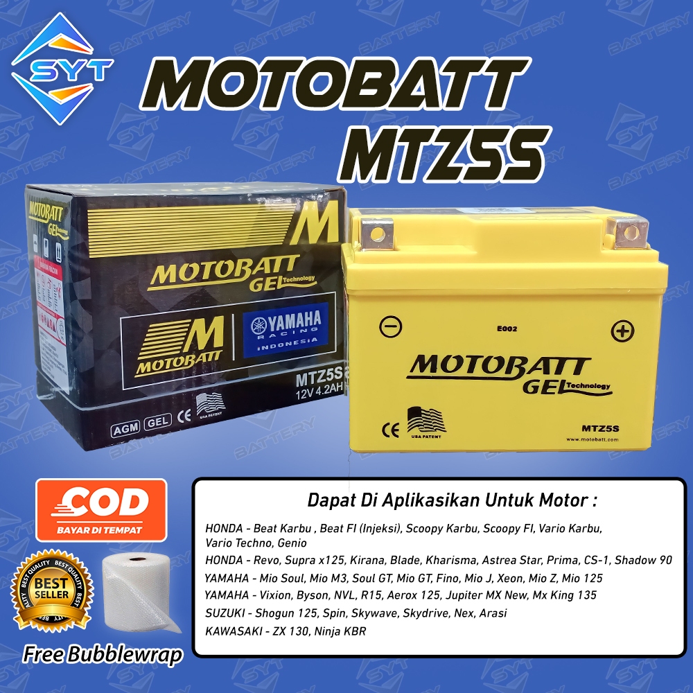 Aki Motor Honda Beat Pop, Beat Street, Beat Esp Cw, Beat Street Esp Motobatt MTZ5S Aki Kering