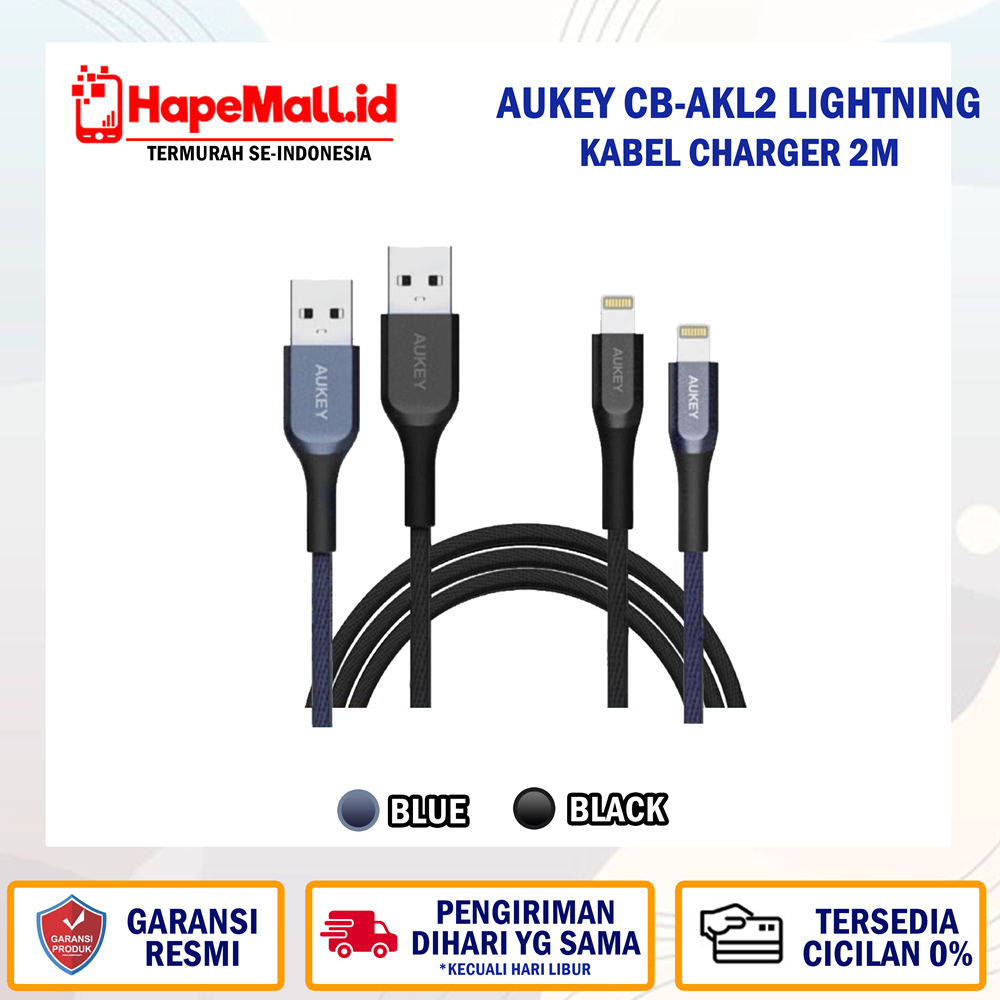 AUKEY IMPULSE TITAN KABEL CHARGER CB-AKL2 LIGHTNING KEVLAR 2M MURAH