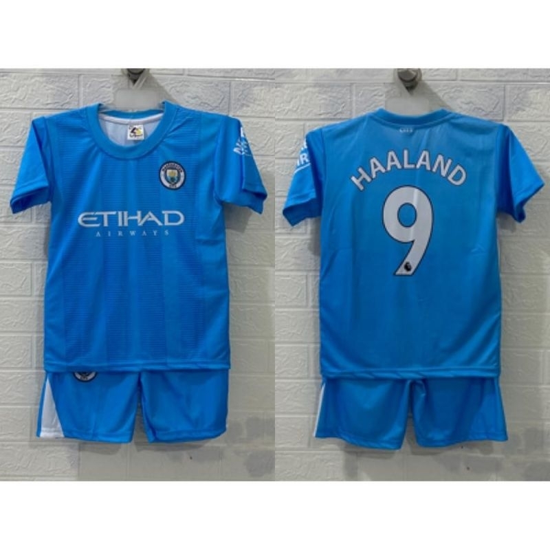 Jersey bola anak Man city home 2023-2024 Haaland setelan baju bola anak Man city home full printing