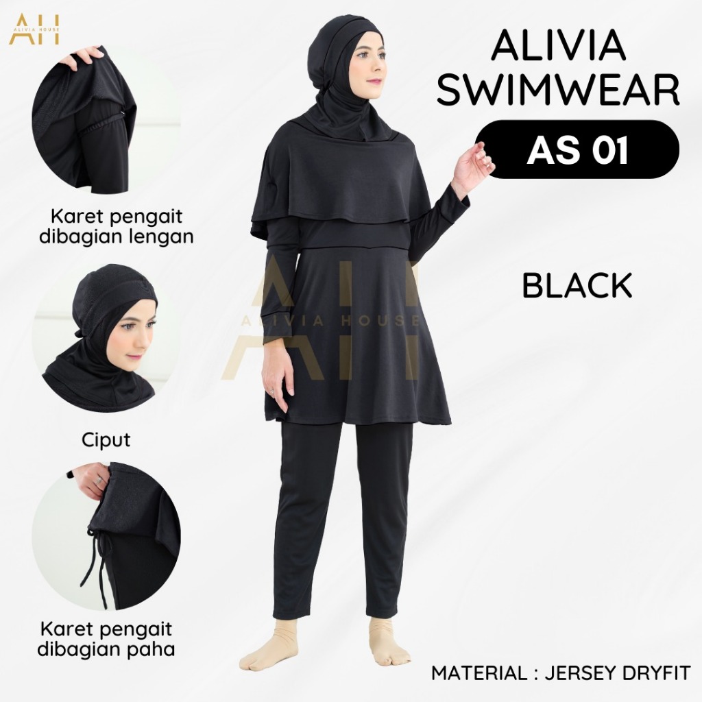 Alivia Swimwear AS01 - Baju renang muslimah dewasa wanita muslim perempuan remaja swimwear marina Image 2