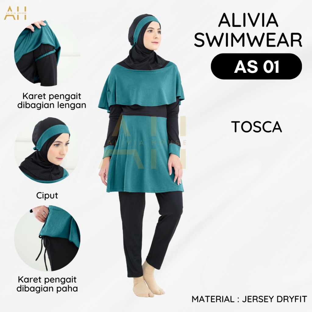 Alivia Swimwear AS01 - Baju renang muslimah dewasa wanita muslim perempuan remaja swimwear marina Image 6