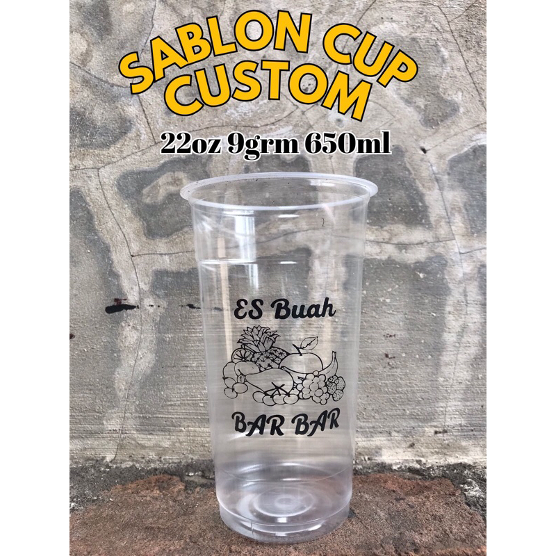 SABLON CUP GELAS CUP PLASTIK CUSTOM 22oz