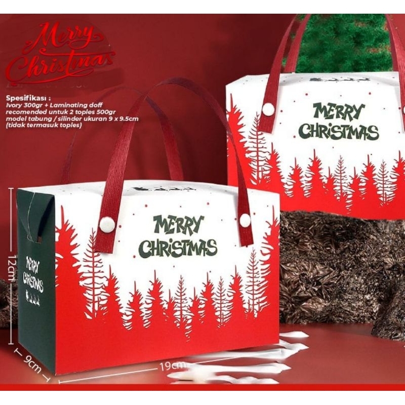 

box christmas dus kue natal dus muat 2 jar 500ml dus hampers souvenir natal