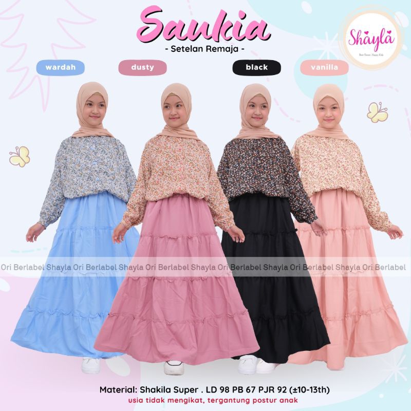 saukia setelan anak remaja perempuan/ setelan rok anak remaja perempuan
