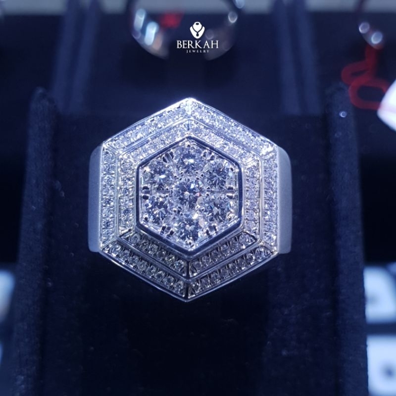 MENS RING Cincin Perak Palladium Berlian Eropa Asli Natural Diamond Bersertifikat